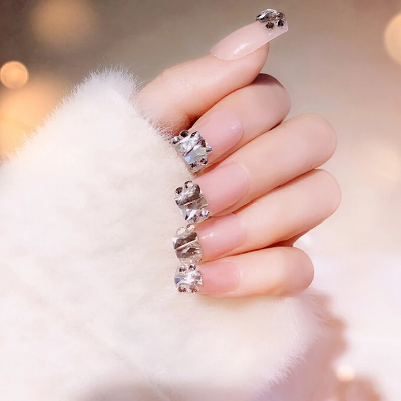 24 шт. красивые декоративные свадебные накладные ногти для невесты короткий