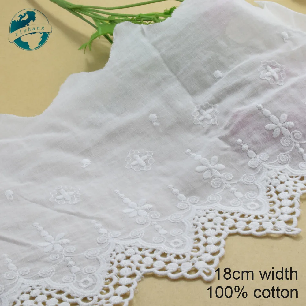 

5yards 18cm Wide 100% Cotton Embroid Lace Sewing Ribbon Guipure Trim Wedding DIY Garment Accessories African Doll Lace#3978