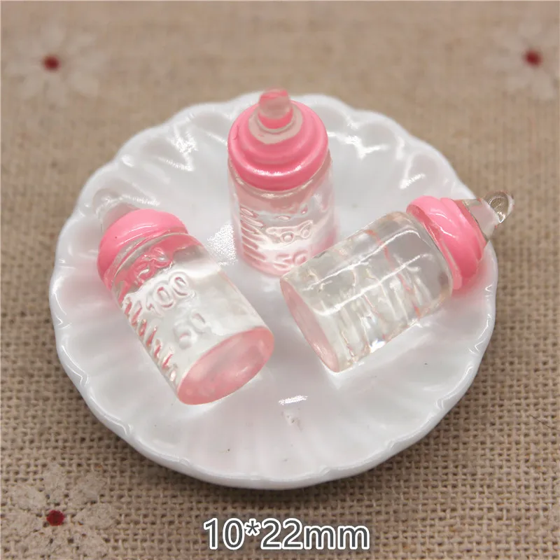 10pcs Cute Resin Clear Pink Baby's Bottle Miniature Art Flatback Cabochon DIY Craft Decoration 10*22mm | Дом и сад