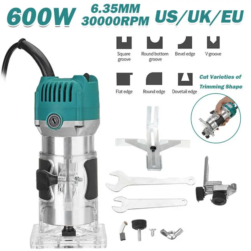 

600W 30000rpm Engraving Machine Electric Manual Trimmer Wood Engraving Machine Chuck Woodworking Tools Hand Laminated Trimmer