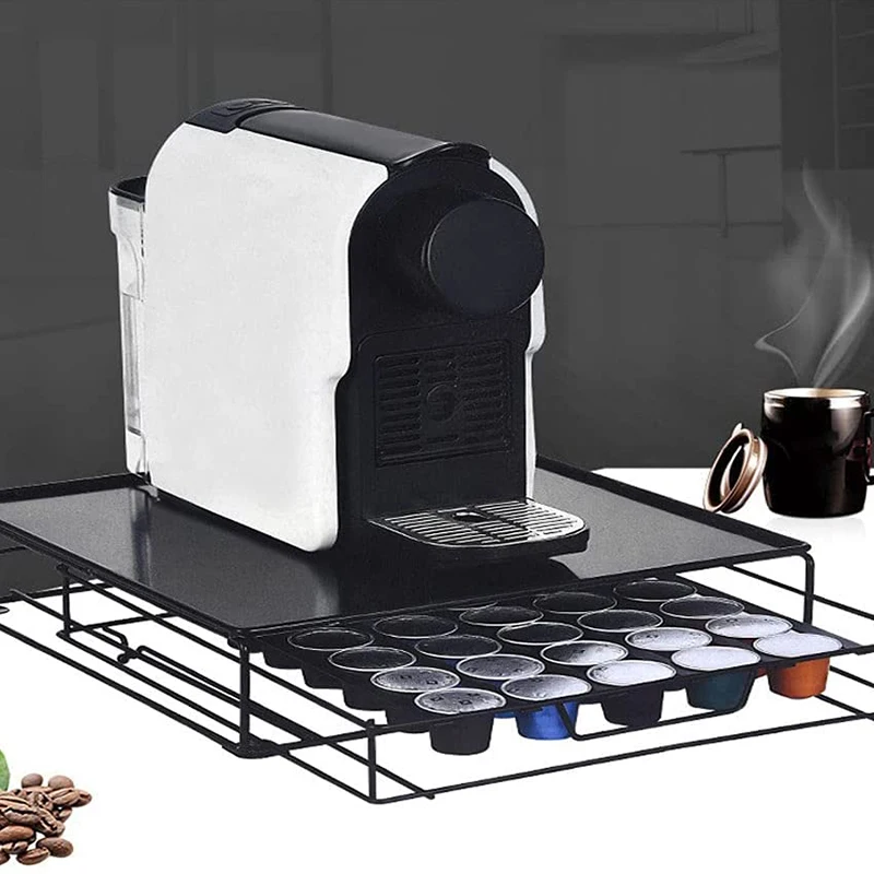 

Coffee Pod Holder K Cup Holder and Espresso Pod Holder Coffee Pod Organizer Chrome Drawer 40 Pods