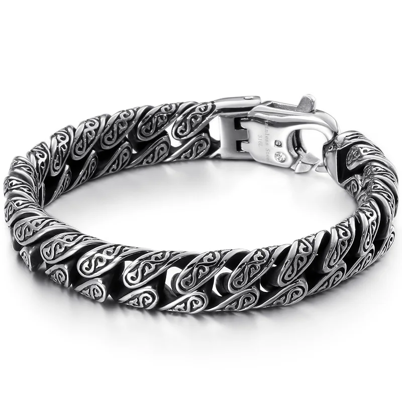 Style 4 12MM Wide Массивный тяжелый браслет из нержавеющей стали для мужчин, мужские браслеты на цепочке, металлические браслеты для мужчин, браслет на руку, ювелирные изделия, подарки для бойфренда - Окраска металла: Style 4 12MM Wide