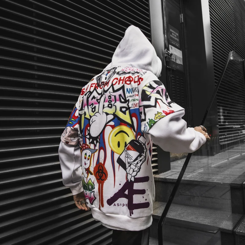 Мужская Флисовая Толстовка Mirecoo пуловер с круглым вырезом и принтом граффити