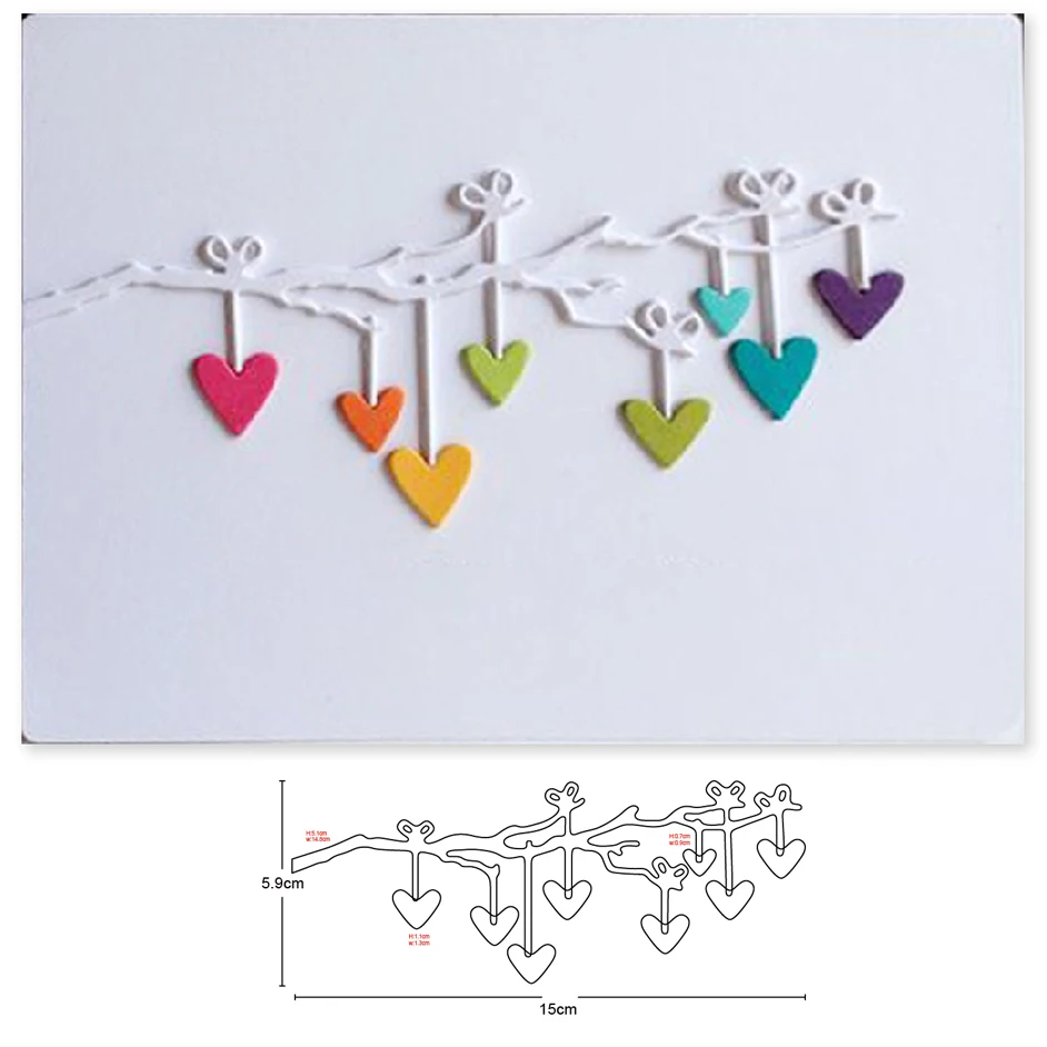 

Hanging heart Vine border Metal Cutting Die Stencil for DIY Embossing Paper Photo Album Cards Making Scrapbooking Dies Cut Mould