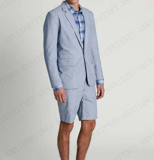 Брюки ANNIEBRITNEY мужские повседневные короткие брюки цвет голубой пляжный