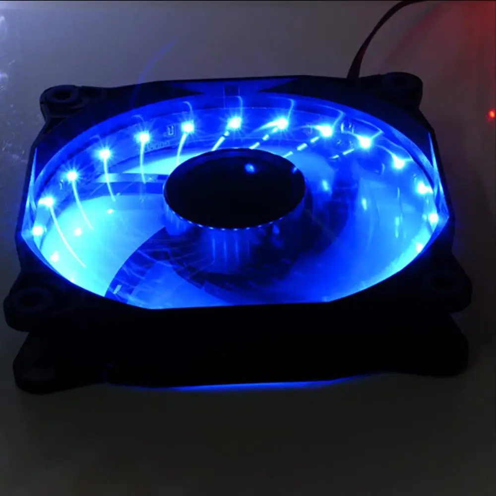 New PC Computer 16dB Ultra Silent 15 LEDs Case Fan Heatsink Cooler Cooling 120mm 12CM 12VDC 3P IDE 4pin Adjustable speed | Компьютеры и