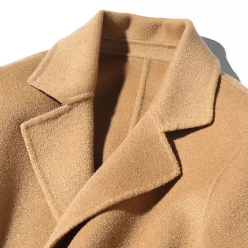 100% Шерстяное пальто ручной работы Двусторонняя Демисезонный длинная мужская