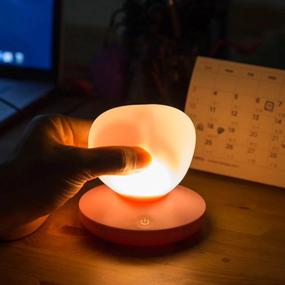 USB rechargeable silicone night light cute heart-shaped romantic eye protection for kids children bedroom bedside table lamp | Лампы и