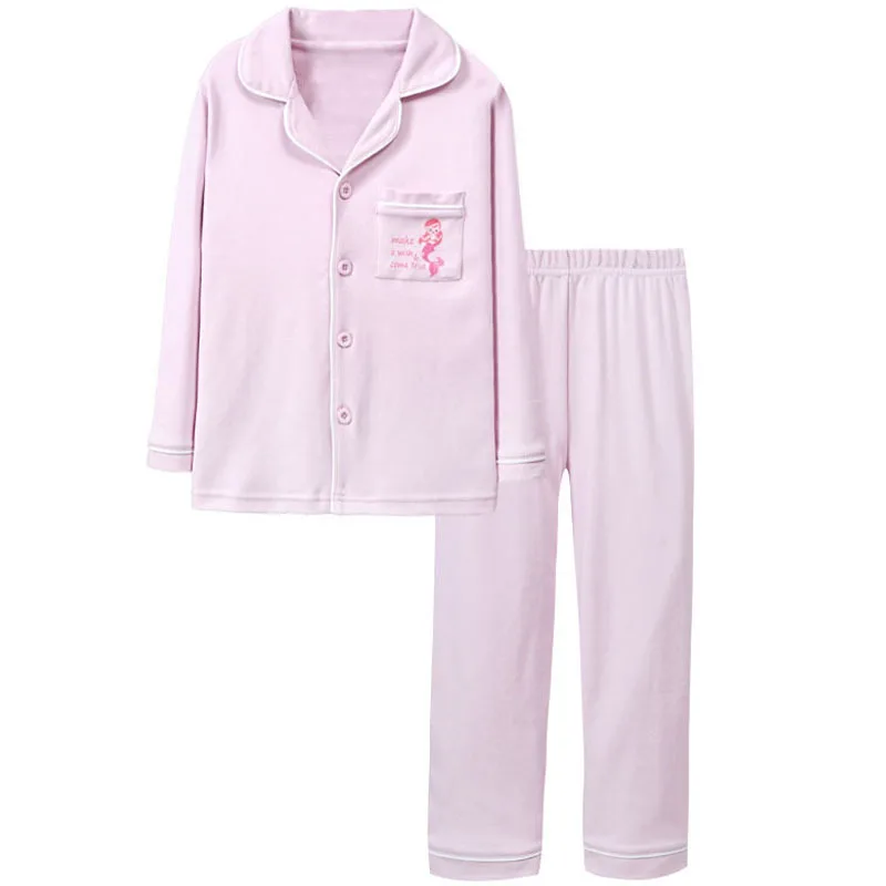 

Women's Lapel Pajamas Spring and Autumn Cotton Women's Clothing Set Parent-Child Pajamas Mother-Daughter Matching Outfit