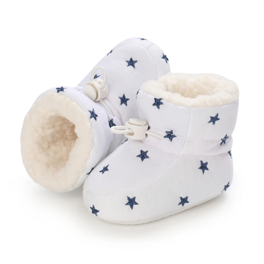 

Newborn Baby Cotton Winter Booties Non-Slip Sole Toddler Boys Girls First Walkers Infant Warm Fleece Shoes Snow Boots 0-18M