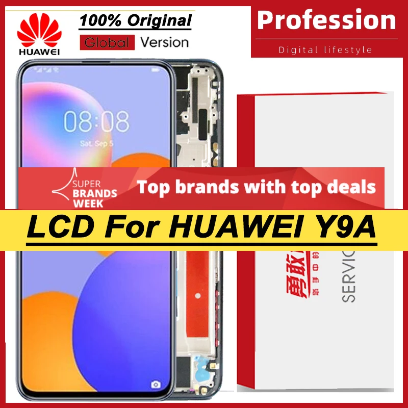100% Оригинальный 6 72 ''IPS дисплей с рамкой для Huawei Y9A FRL 22 23 L22 ЖК сенсорный экран