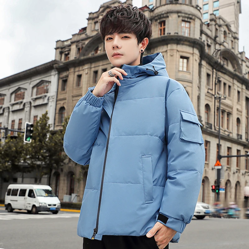 High Quality Men Down Parkas Autumn Winter Coat Solid Thick Hooded White Duck Down Jacket Warm Youth Casual Outwear Top Clothing