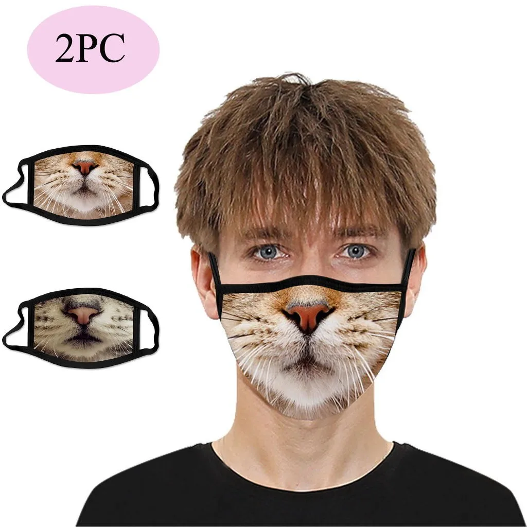 2 шт. дышащая моющаяся тушь для ушей с принтом животных взрослых Masques шарф Mascherine