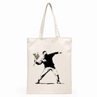 Новое поступление, Холщовая Сумка для покупок kcco с принтом для девочек, Бэнкси, подарок для студентов, друзей, многоразовая сумка для покупок, женские сумки