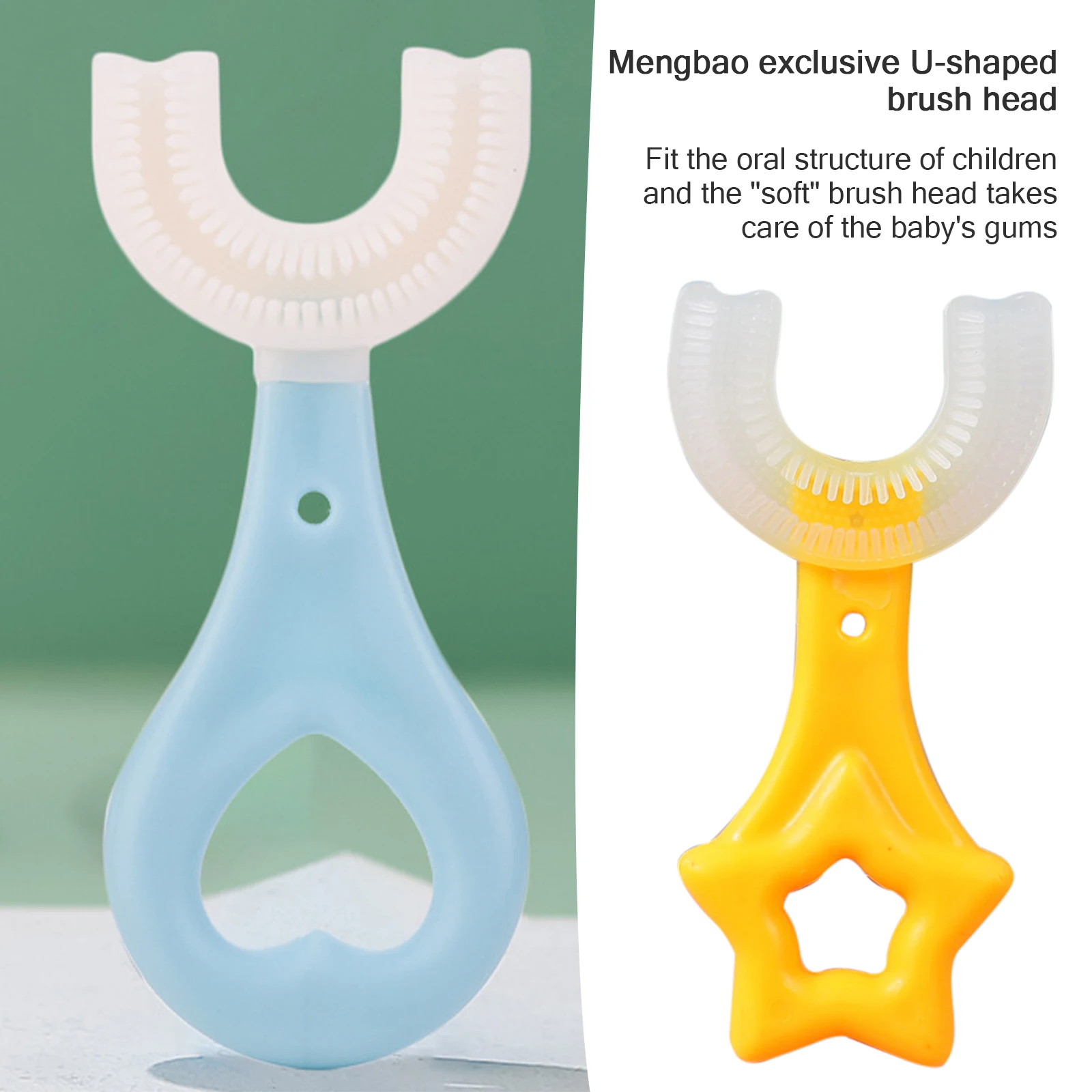 

Kids Toothbrush U-Shape Infant Toothbrush with Handle Silicone Oral Care Cleaning Brush for Toddlers Silicone Ages 2-12