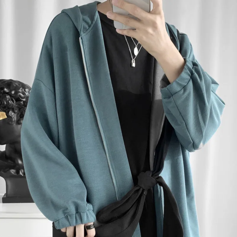 

Autumn New Hoodies Men Fashion Solid Color Casual Zipper Hoodie Man Streetwear Wild Hip Hop Loose Sweatshirt Male M-2XL