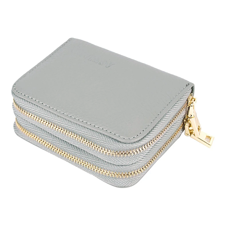 Кошелек из натуральной кожи для мужчин и женщин кредитница серого цвета с RFID