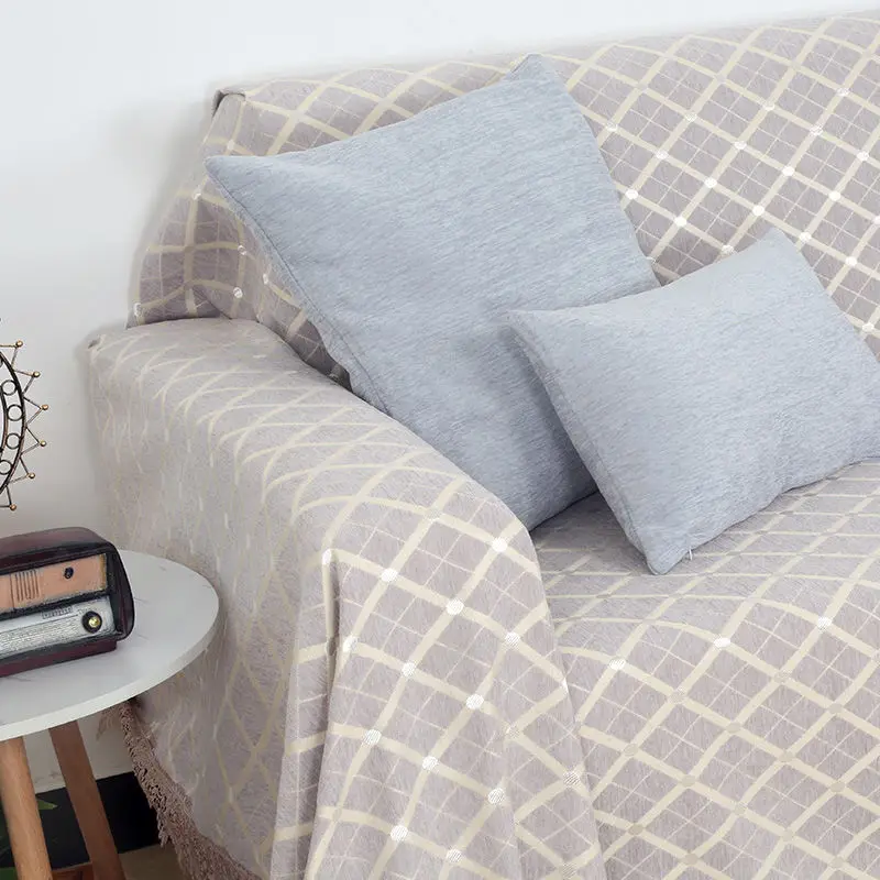 Моющееся покрывало для защиты мебели с бахромой легкий сетчатый чехол дивана