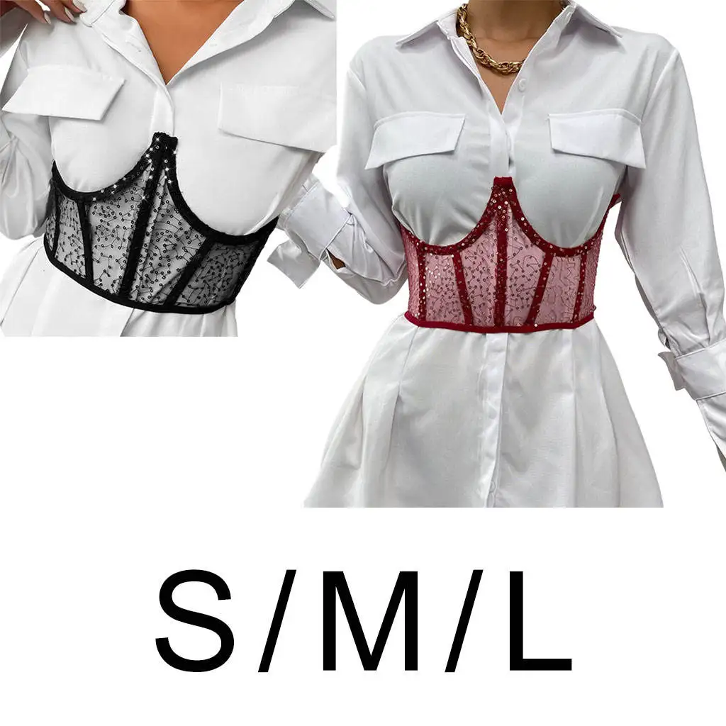 

Women Corset Belt T-Shirt Waist Chain Underbust Streetwear Steampunk Dress Girdle Shapewear Bead Waspie