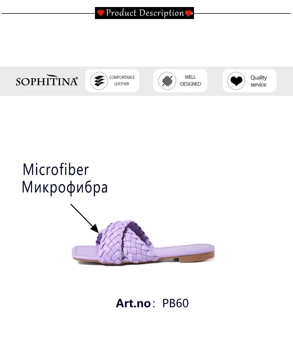 

SOPHITINA Slipper Woman Summer Straw Colorful Cross Shape Square Toe Flat Slip On Lady Outside Shoes Slipper PB60