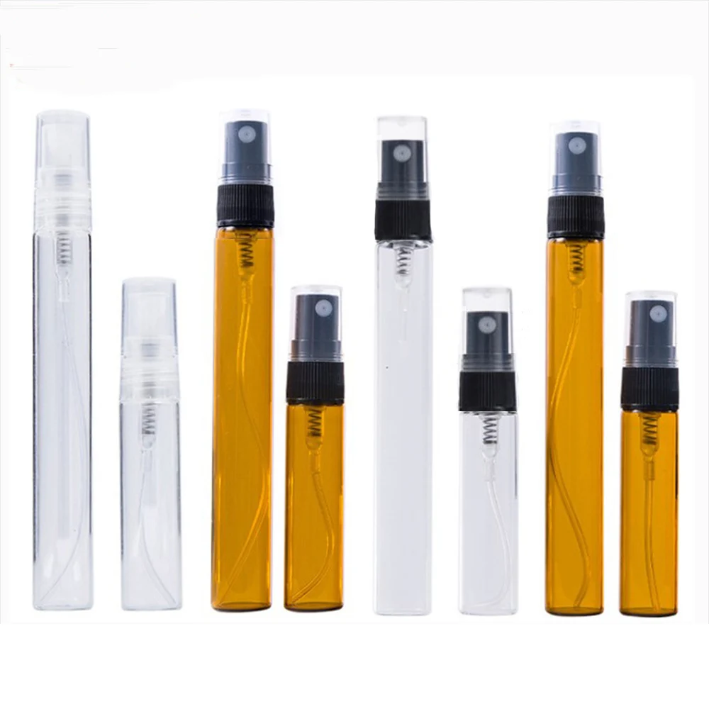 

50/100pcs 2ml,3ml,5ml,10ml Clear Glass Spray Bottles Brown Atomizer Perfume Container Refillable Parfum Cosmetic Vials