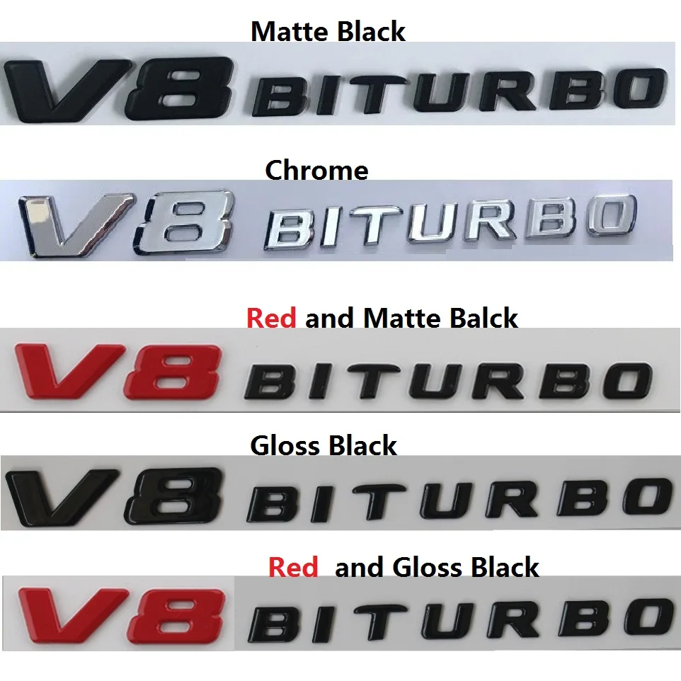 Хромированная матовая блестящая черная красная эмблема V8 BITURBO V8BITURBO с буквами для