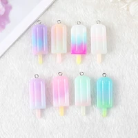 14pcs multicolors gradient icecream charms flatback resin earring necklace keychain pendant diy making accessories