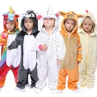 Детский Пижамный комбинезон, кигуруми в виде единорога, зимняя пижама в виде кролика, Детская Пижама для мальчиков и девочек, костюм для косплея