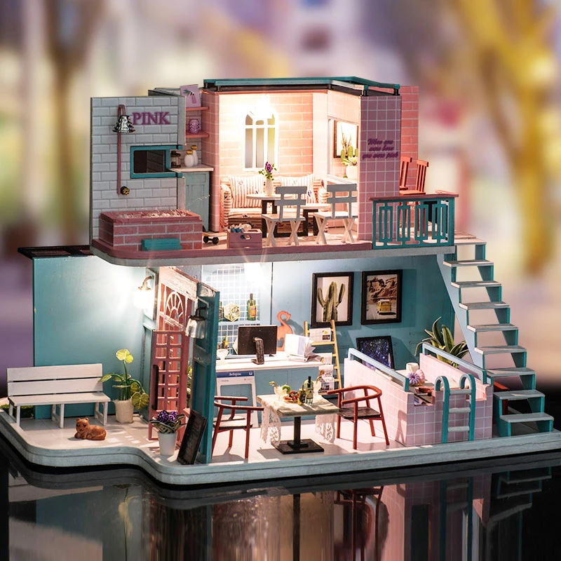 New 3D Doll Houses Diy Wooden Toy Furniture Miniaturas House Miniature Dollhouse Toys For Children Grownups Christmas Gift | Игрушки и