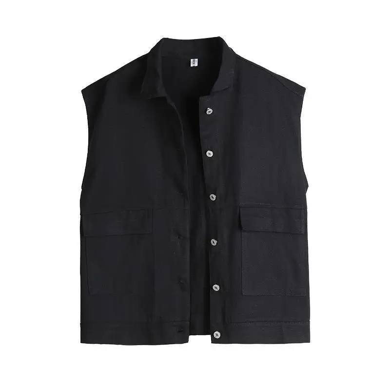 

Women Vests Solid Safari Korean Style Turn-down Collar Waistcoats Female Simple Loose Harajuku Daily Basic Ins Chic Streetwear
