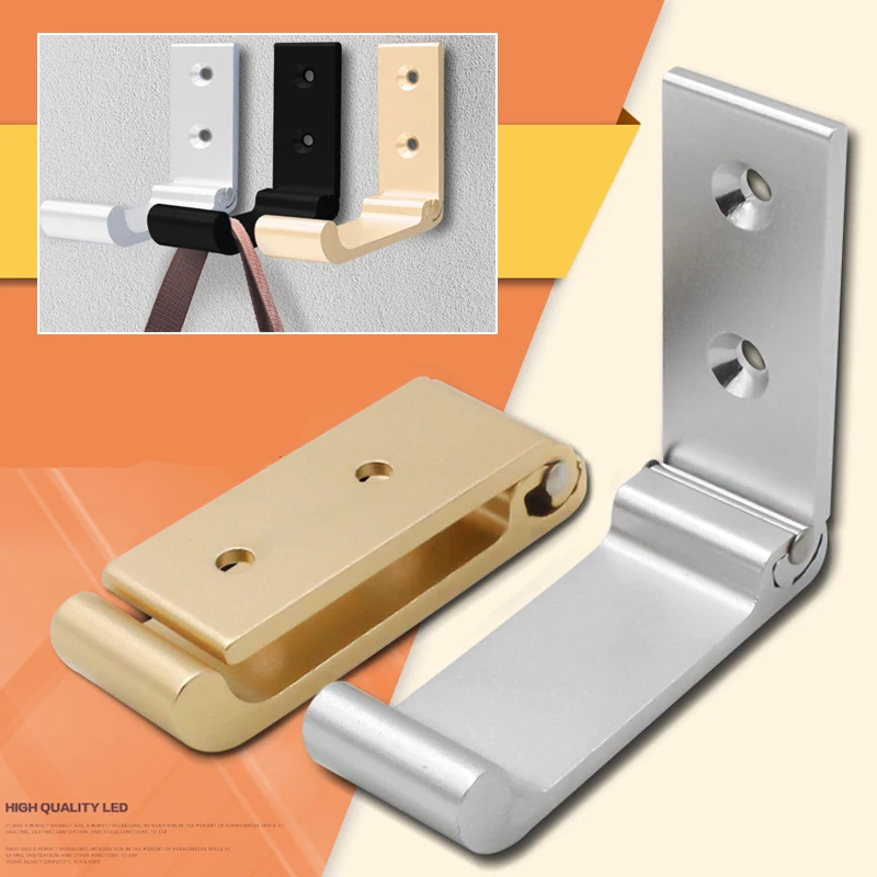 

Folding Hooks Wall Door Clothes Coat Hat Bags Hangers Aluminum Alloy Kitchen Bathroom Rustproof Towel Hooks Foldable Single Hook