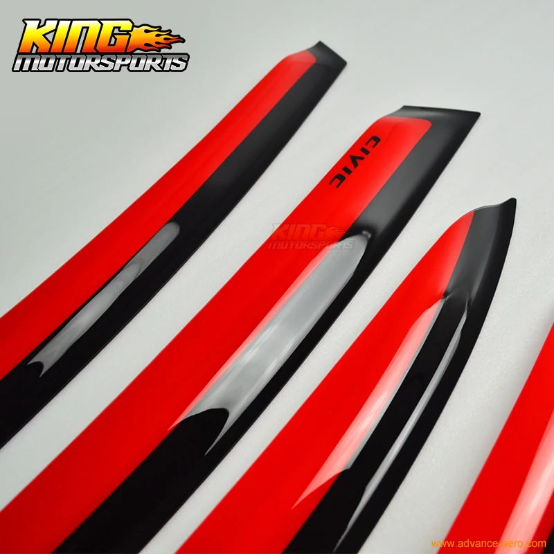 Солнцезащитные дефлекторы Rallye Red подходят для 06 11 Honda Civic Acura CSX 4D Sedan JDM Window # R513|window