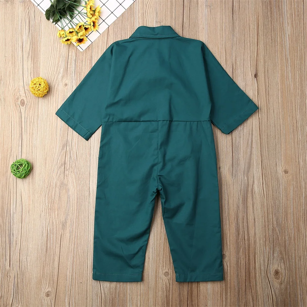 

2019 New Toddler Baby Kids Girl Button Jumpsuit Bodysuit Clothes Outfits