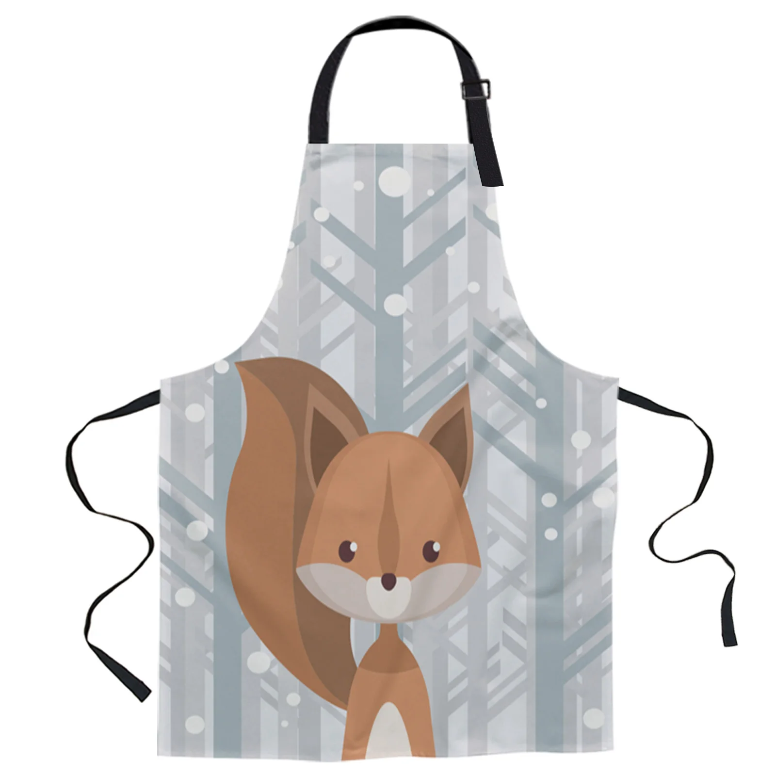 

Winter Snowing Forest Cartoon Squirrel Aprons for Women Men Kid Cooking Baking Apron Kitchen Utility Equipment Accessories