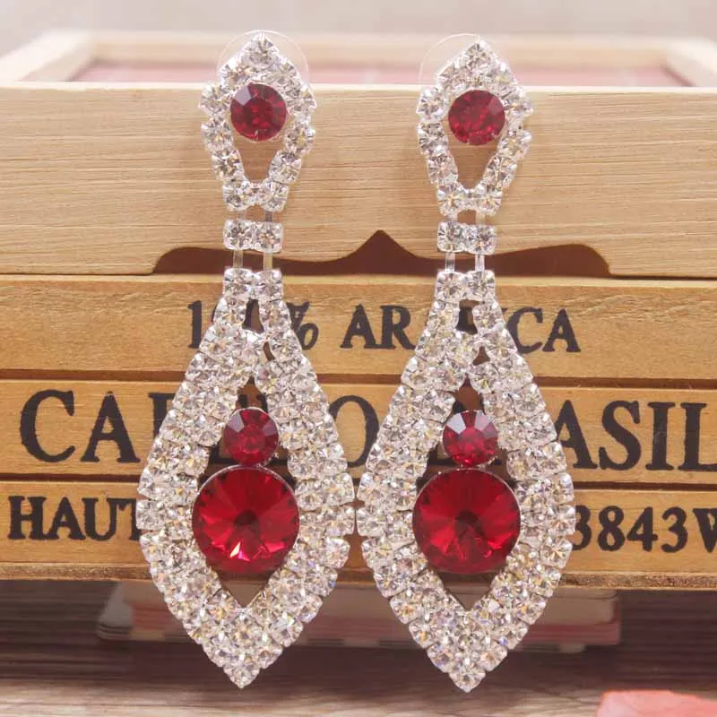 Горячая Распродажа элегантный прозрачный кристалл серьги серебряные с дизайном