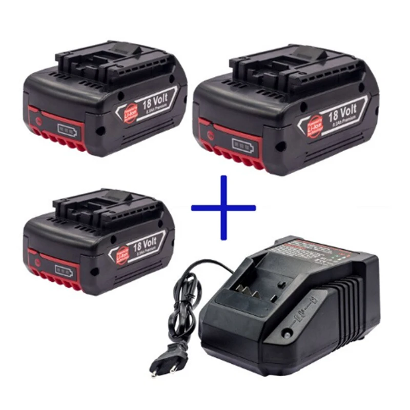 

Lithium Battery 18V 8Ah For Bosch18v BAT609 619 622 Cordless Power Tools Rechargeable Lithium Ion Battery With Lamp And Charger