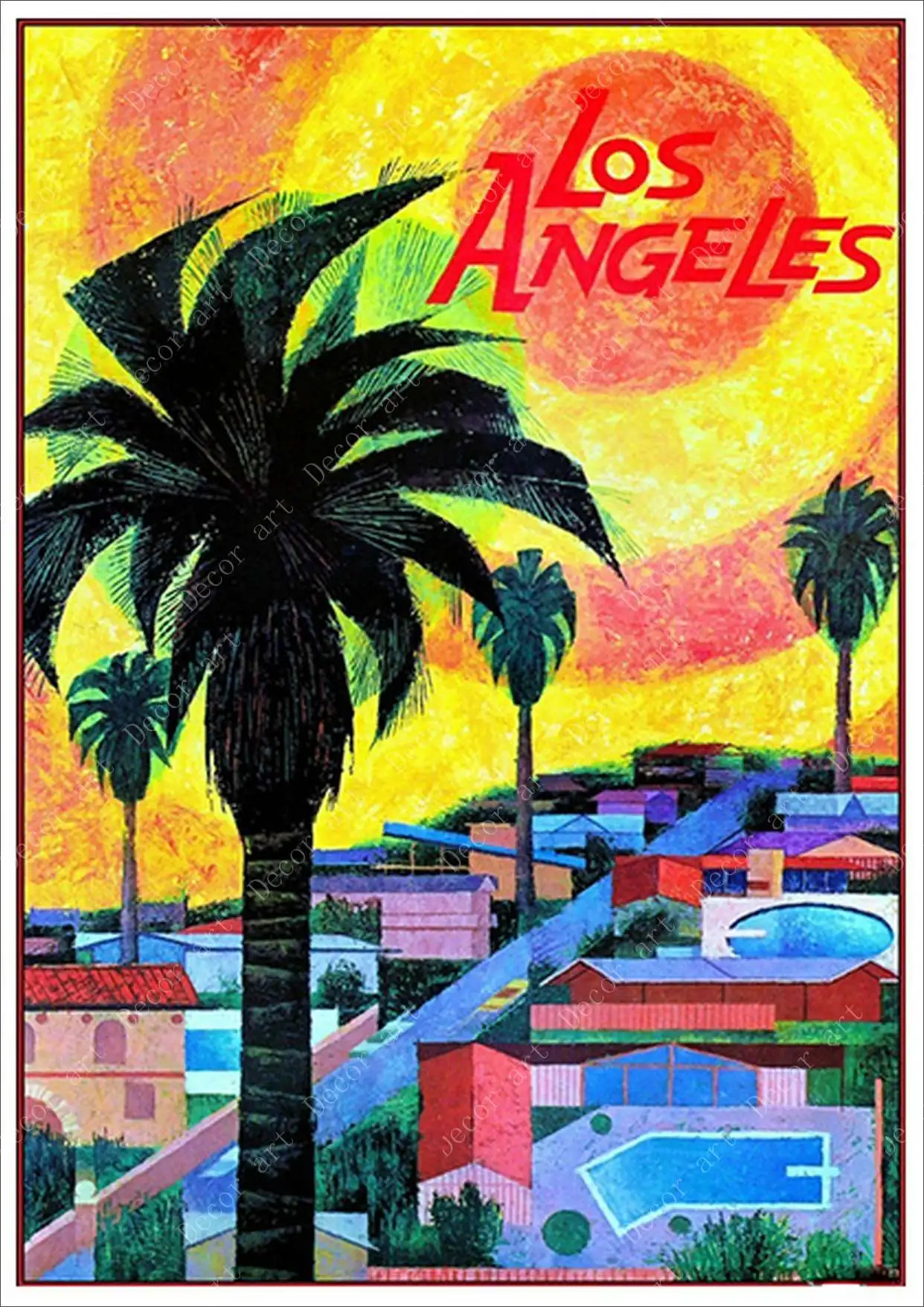 California Los Angeles Америка летний праздник путешествия холст живопись Винтаж крафт плакаты с покрытием наклейки на стену домашний Декор подарок - Color: Orange