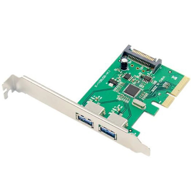 Плата расширения PCI-E 4X Express на 2 порта s USB 3 1 Ype-A высокоскоростной чипсет ASM1142 10