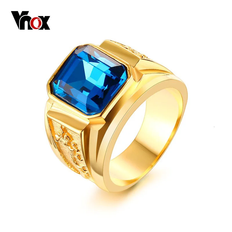 Vnox синий камень Кольца для Для женщин мужчин ювелирные изделия золото цвет литья