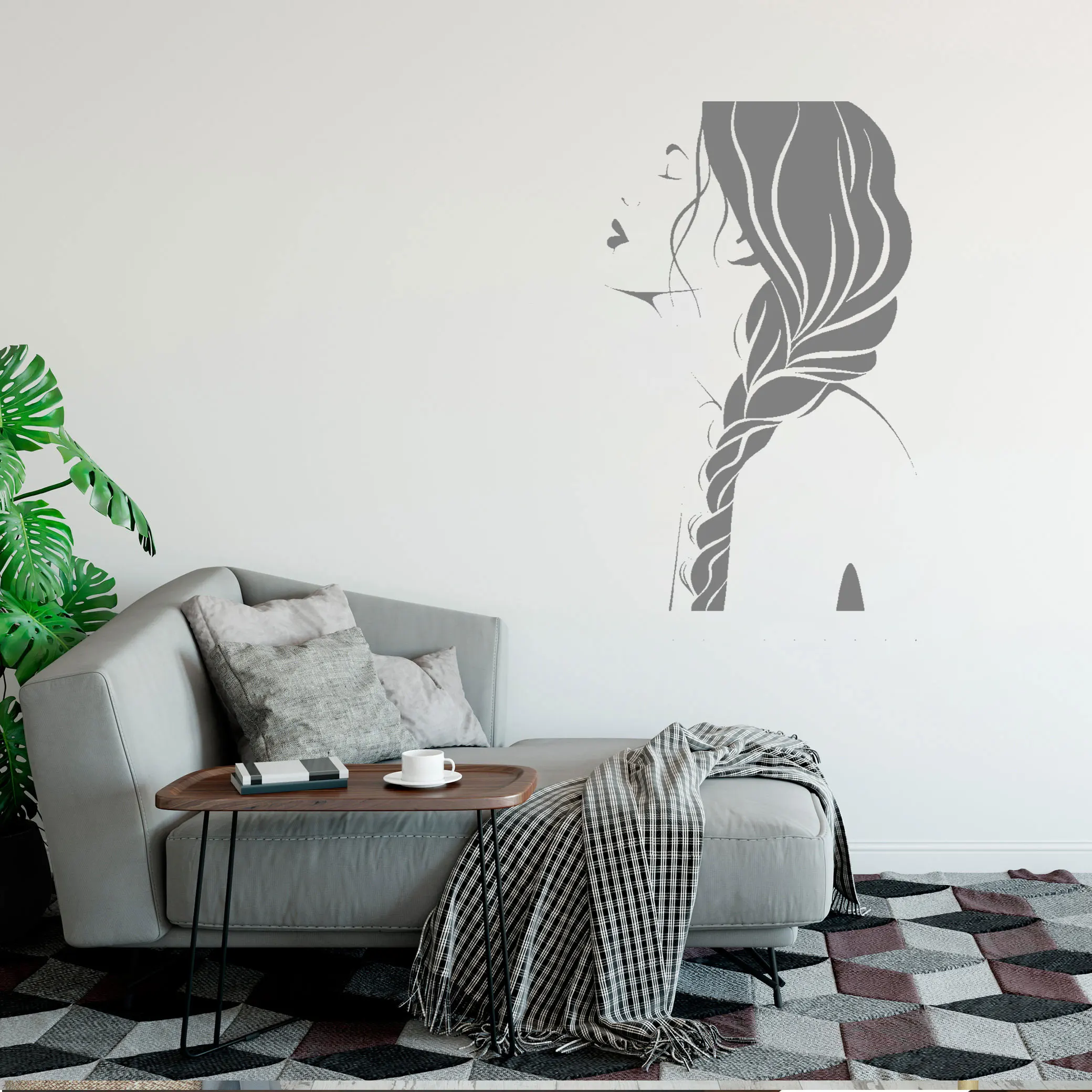 Стикеры на стену для салона красоты DW11572 виниловые наклейки окна женщин лица губ