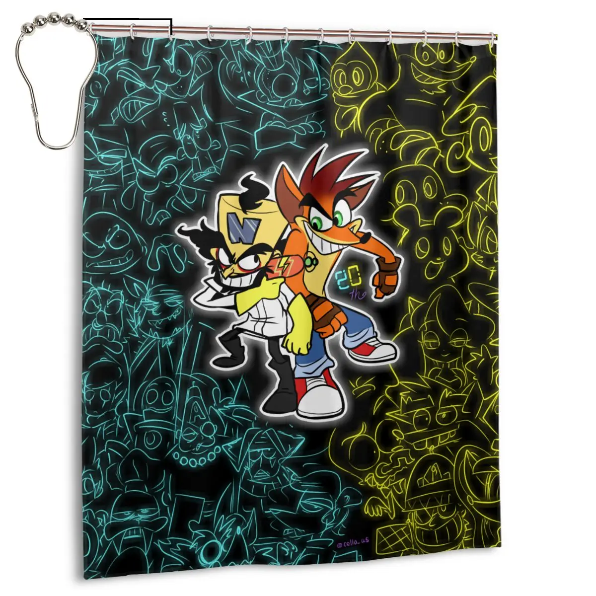 

Hot Classic game Crash Bandicoot Fabric Waterproof Shower Curtain Curtains Shower For Bathroom Bathing Cover Large Wide Extra