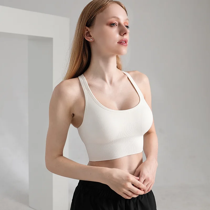Спортивный бюстгальтер для женщин фитнеса бесшовный йоги однотонный