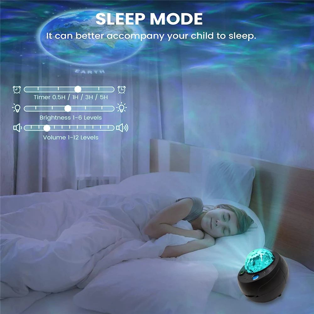 Светодиодный проектор с 9 планетами и Галактикой ночник Луной океанскими волнами