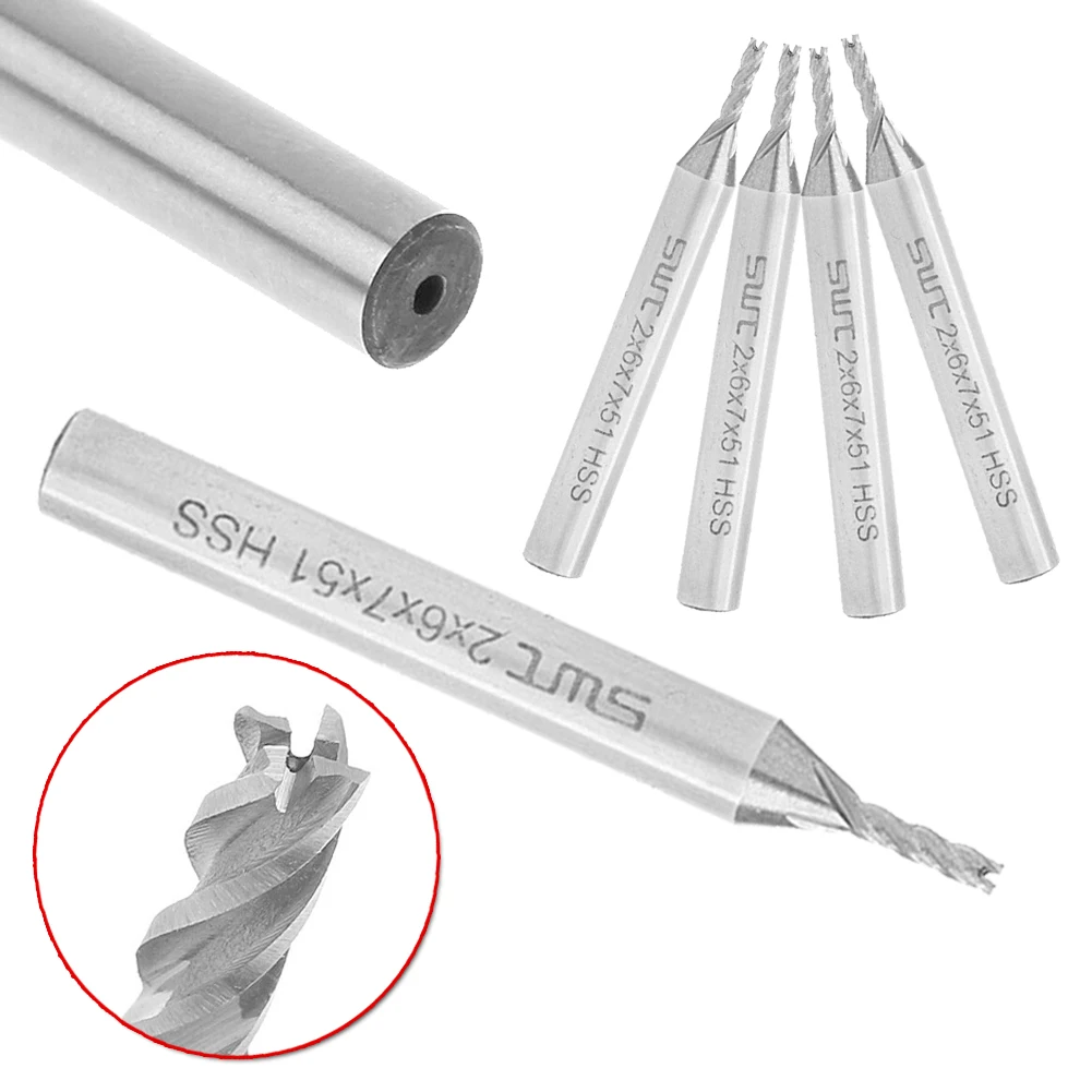 

5pcs CNC Drill Tool 2mm HSS Straight Shank 4-flute End Mill CNC Drill Tool /////////////