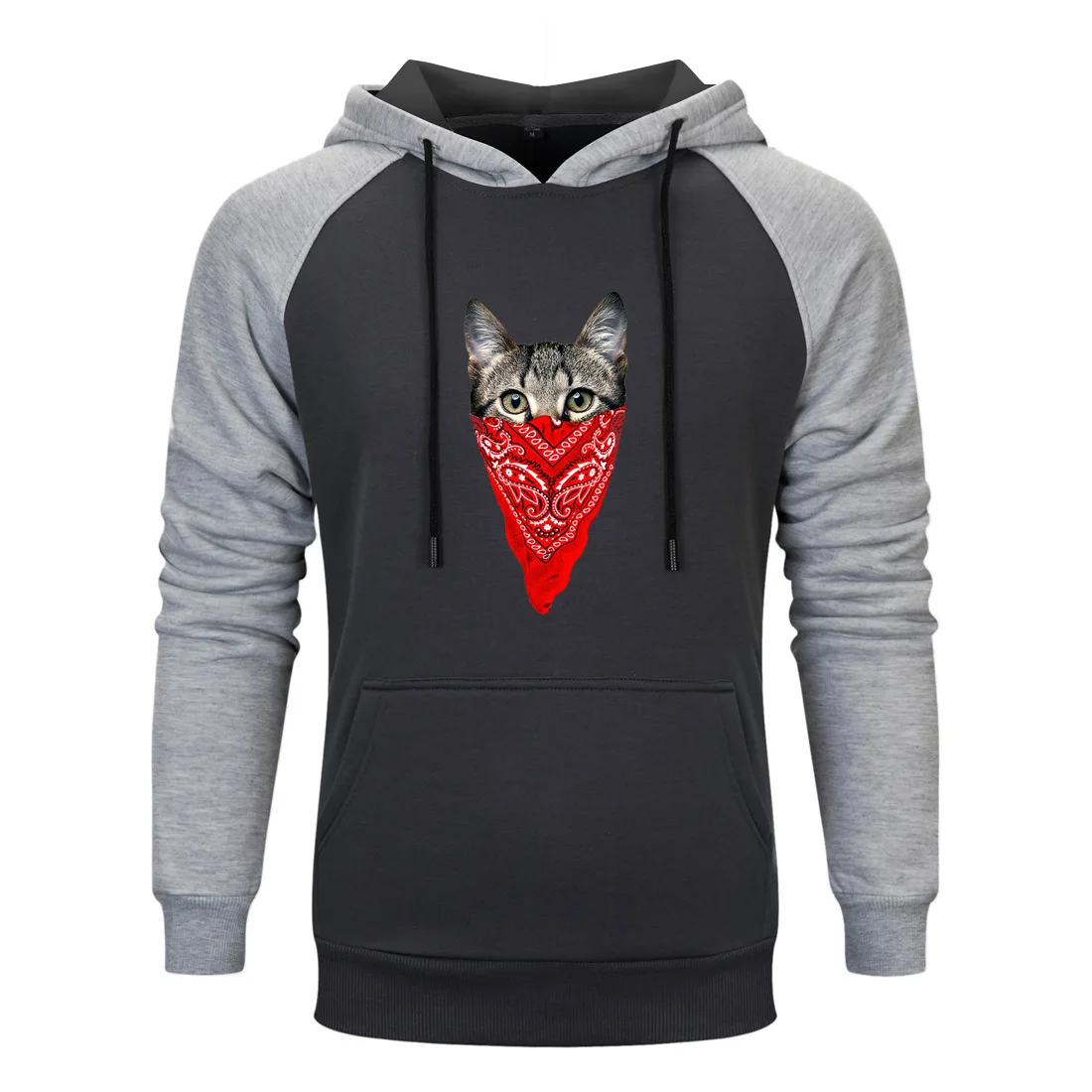 

Funny new raglan Sleeve Sweatshirt Fashion Streetwear Pullover Men 2020 spring autumn Animal Cat Printed Hooded hoodies Mens top