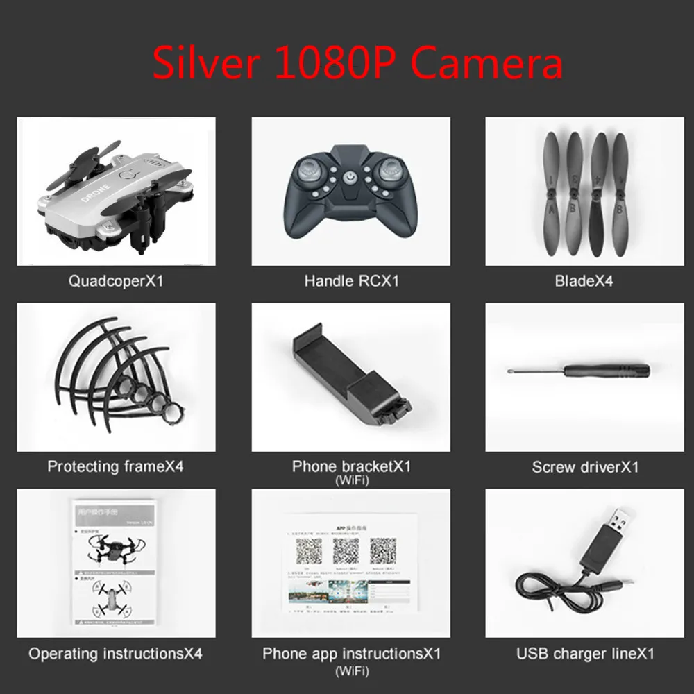 silver 1080p M9 Мини Профессиональный новейшая камера Дрон 1080p HD WiFi FPV щетка Пропеллер для мотора батарея воздушный Дрон на ру Квадрокоптер - Цвет: silver 1080p