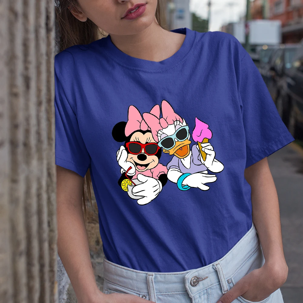 

Daisy Minnie Basic Printing Women T Shirts Crewneck Creative High Quality T-shirts Disney Fashion Casual Anime Tshirt Dropship