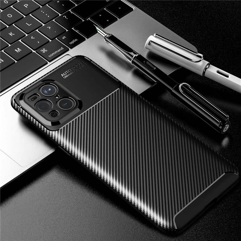 

For Oppo Find X3 Case Bumper Silicone Carbon Fiber Shockproof Back Cover For Oppo Find X3 Case For Oppo Find X3 X3Pro 6.7 inch
