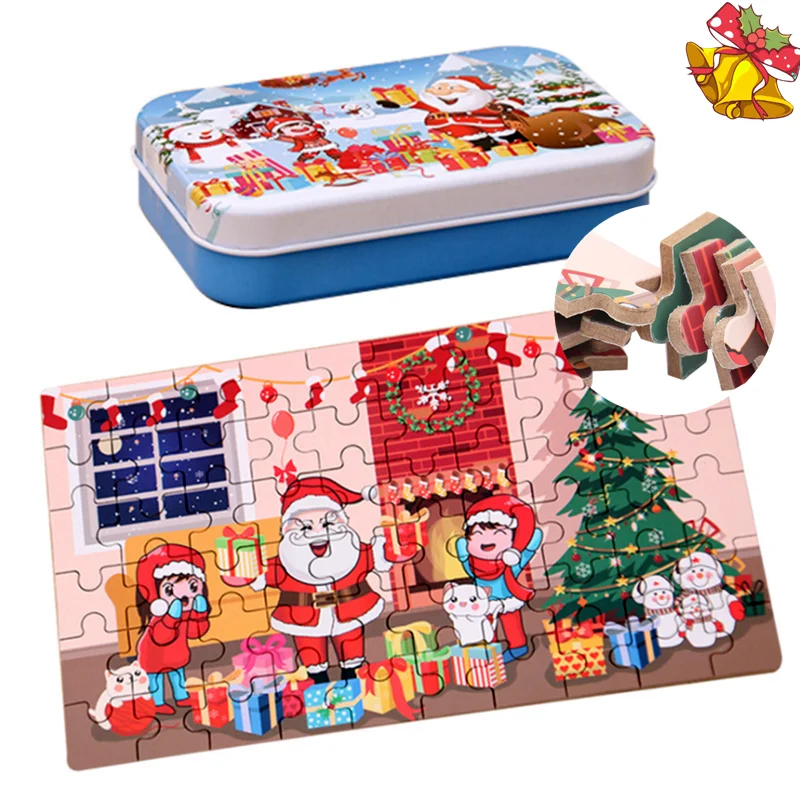 

Рождественский подарок «сделай сам», 60 детских пазлов «Санта» ручной работы, деревянный Рождественский пазл, подарок