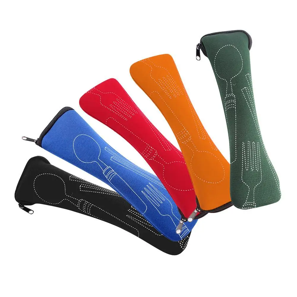 

Portable Tableware Zipper Bag Outdoor Travel Camping Recyclable Spoon Fork Knife Cutlery Pouch Environmentally Storage Bag